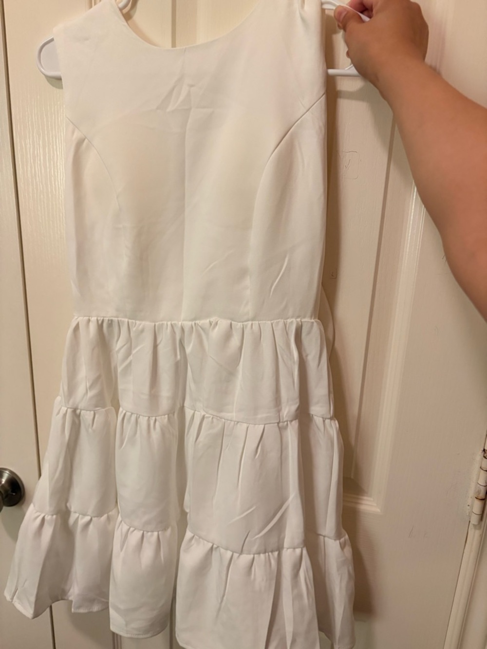 White Bow Back Tiered Sleeveless Dress